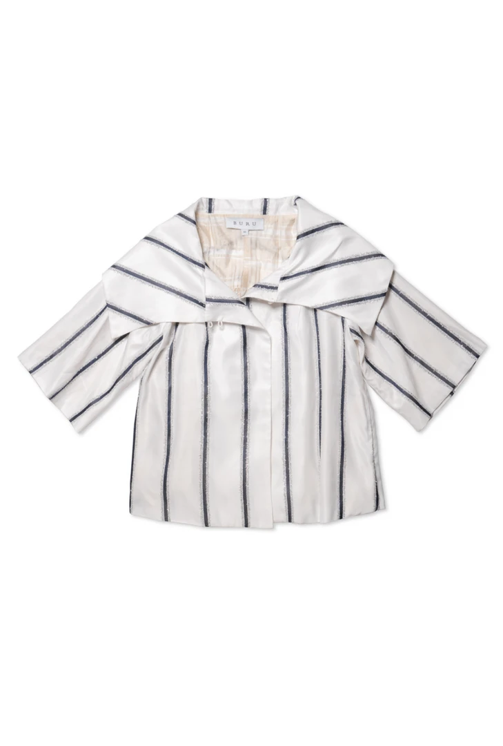 BURU White Label Cropped Car Coat - Sparkle Stripe 3 BURU White Label Cropped Car Coat - Sparkle Stripe