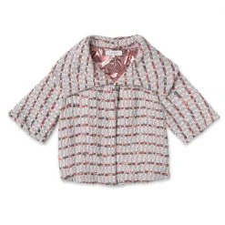 BURU White Label Cropped Car Coat - Mint & Pink Tweed Clothing
