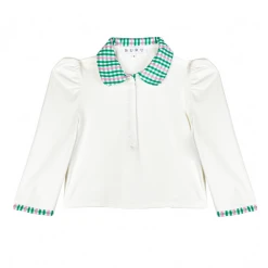 BURU White Label Cropped Peter Pan Tee - White & Green