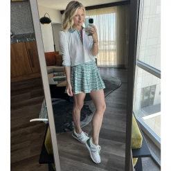 BURU White Label Cropped Peter Pan Tee - White & Green