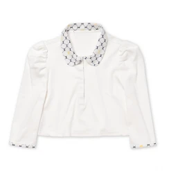 BURU White Label Clothing Cropped Peter Pan Tee - White & Navy