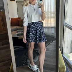 BURU White Label Clothing Cropped Peter Pan Tee - White & Navy