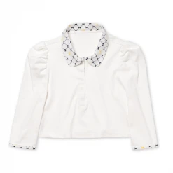 BURU White Label Clothing Cropped Peter Pan Tee - White & Navy