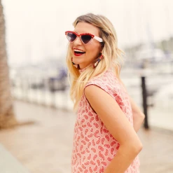 BURU White Label Cropped Sleeveless Mod Top - Red Paisley