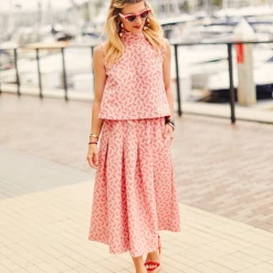 BURU White Label Cropped Sleeveless Mod Top - Red Paisley