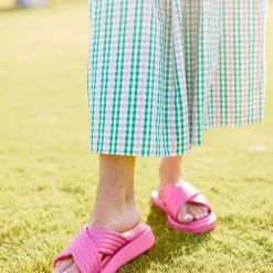 Buru Accessories Crossover Puffer Sandals - Pink