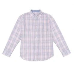 BURU Pink Label Dad Shirt - Pink & Blue Poplin Plaid