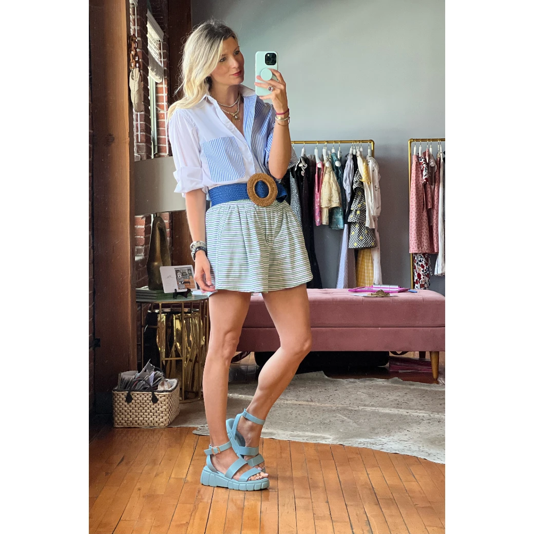 BURU White Label Everyday Shorts - Blue & Green Stripe Clothing 11 BURU White Label Everyday Shorts - Blue & Green Stripe Clothing