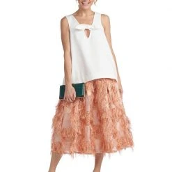 BURU White Label Eyelash Elastic Waist Skirt - Rose Gold Clothing