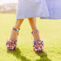 Buru Accessories Floral Platforms - Red, White & Blue