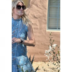 BURU White Label Smocked Waist Skirt MINI - Blue Lily Of The Valley