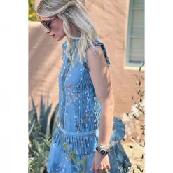 BURU White Label Smocked Waist Skirt MINI - Blue Lily Of The Valley