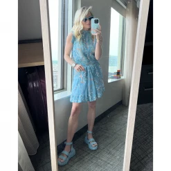 BURU White Label Smocked Waist Skirt MINI - Blue Lily Of The Valley