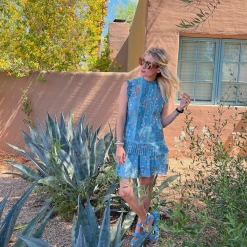 BURU White Label Smocked Waist Skirt MINI - Blue Lily Of The Valley