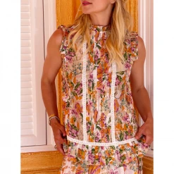 BURU White Label Clothing Flutter Sleeve Pleated Top - Floral 24 BURU White Label Clothing Flutter Sleeve Pleated Top - Floral