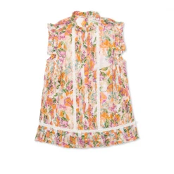 BURU White Label Clothing Flutter Sleeve Pleated Top - Floral