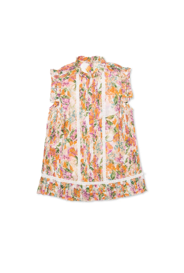 BURU White Label Clothing Flutter Sleeve Pleated Top - Floral 3 BURU White Label Clothing Flutter Sleeve Pleated Top - Floral