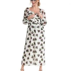 BURU White Label Front To Back Peplum Dress - Black And White Floral - Final Sale Clothing