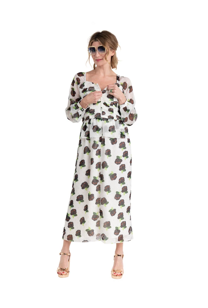 BURU White Label Front To Back Peplum Dress - Black And White Floral - Final Sale Clothing 4 BURU White Label Front To Back Peplum Dress - Black And White Floral - Final Sale Clothing