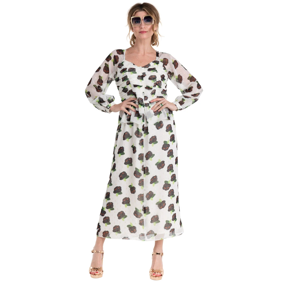 BURU White Label Front To Back Peplum Dress - Black And White Floral - Final Sale Clothing 14 BURU White Label Front To Back Peplum Dress - Black And White Floral - Final Sale Clothing