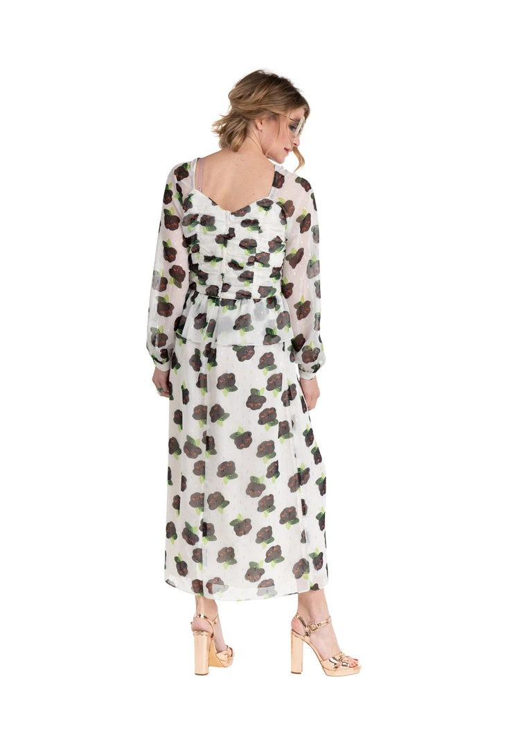 BURU White Label Front To Back Peplum Dress - Black And White Floral - Final Sale Clothing 5 BURU White Label Front To Back Peplum Dress - Black And White Floral - Final Sale Clothing