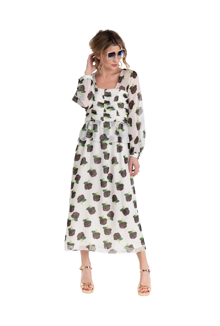 BURU White Label Front To Back Peplum Dress - Black And White Floral - Final Sale Clothing 3 BURU White Label Front To Back Peplum Dress - Black And White Floral - Final Sale Clothing