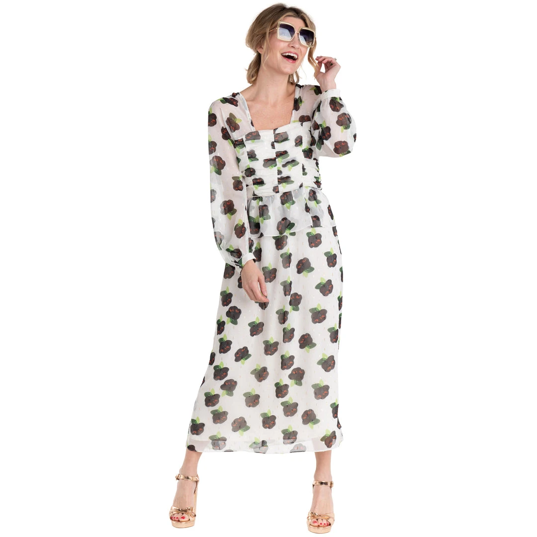 BURU White Label Front To Back Peplum Dress - Black And White Floral - Final Sale Clothing 13 BURU White Label Front To Back Peplum Dress - Black And White Floral - Final Sale Clothing