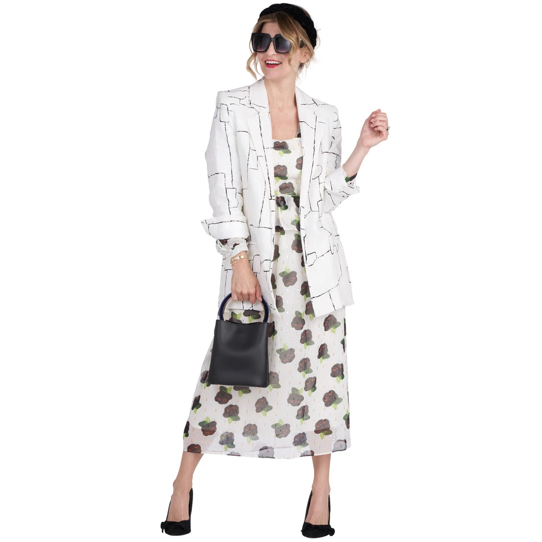 BURU White Label Front To Back Peplum Dress - Black And White Floral - Final Sale Clothing 9 BURU White Label Front To Back Peplum Dress - Black And White Floral - Final Sale Clothing