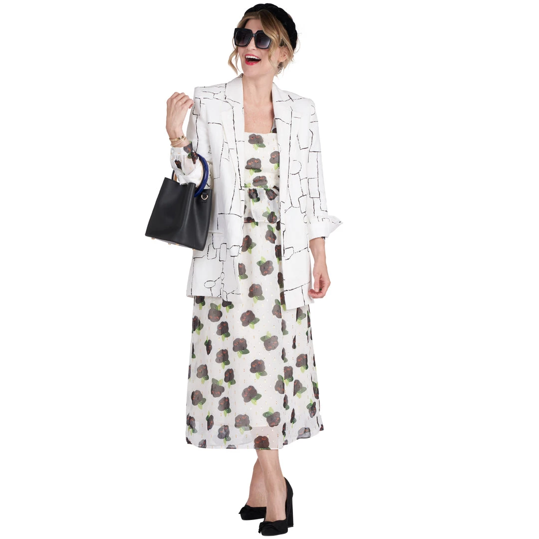 BURU White Label Front To Back Peplum Dress - Black And White Floral - Final Sale Clothing 20 BURU White Label Front To Back Peplum Dress - Black And White Floral - Final Sale Clothing