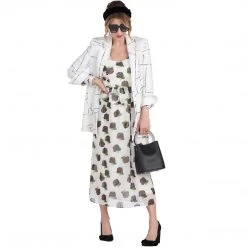 BURU White Label Front To Back Peplum Dress - Black And White Floral - Final Sale Clothing 36 BURU White Label Front To Back Peplum Dress - Black And White Floral - Final Sale Clothing