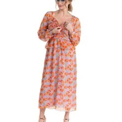 BURU White Label Front To Back Peplum Dress - Lilac Floral - Final Sale Clothing