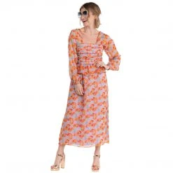 BURU White Label Front To Back Peplum Dress - Lilac Floral - Final Sale Clothing