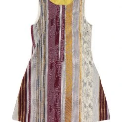 BURU Pink Label Swing Dress Knee Length - Gold/Ivory Woven - Final Sale Clothing