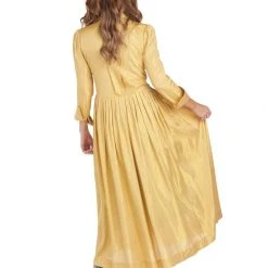 BURU Pink Label Long Sleeve Placket Front Shirtdress - Gold Cotton
