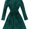 BURU White Label Pleated Mini Dress - Emerald Clothing