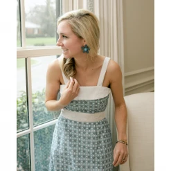 BURU White Label BURU X Hunter Blake Button Top Sundress - Blue Circle Print