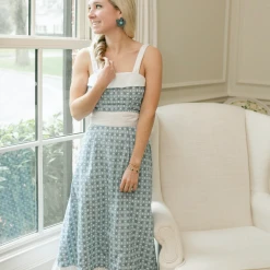 BURU White Label BURU X Hunter Blake Button Top Sundress - Blue Circle Print