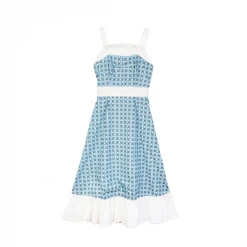 BURU White Label BURU X Hunter Blake Button Top Sundress - Blue Circle Print