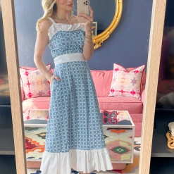 BURU White Label BURU X Hunter Blake Button Top Sundress - Blue Circle Print