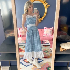 BURU White Label BURU X Hunter Blake Button Top Sundress - Blue Circle Print