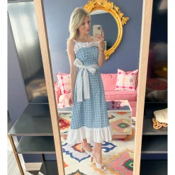 BURU White Label BURU X Hunter Blake Button Top Sundress - Blue Circle Print