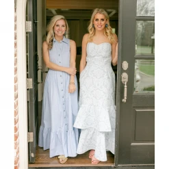 BURU Pink Label Clothing BURU X Hunter Blake Sleeveless Tiered Shirtdress - Blue Gingham