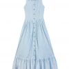 BURU Pink Label Clothing BURU X Hunter Blake Sleeveless Tiered Shirtdress - Blue Gingham