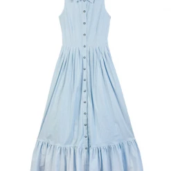 BURU Pink Label Clothing BURU X Hunter Blake Sleeveless Tiered Shirtdress - Blue Gingham
