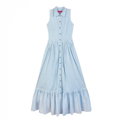 BURU Pink Label Clothing BURU X Hunter Blake Sleeveless Tiered Shirtdress - Blue Gingham