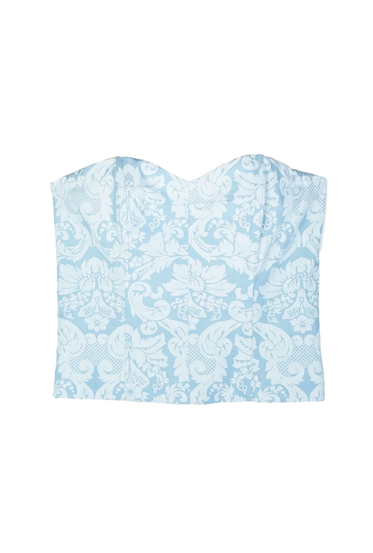 BURU Pink Label BURU X Hunter Blake Sweetheart Bustier - Blue Damask 3 BURU Pink Label BURU X Hunter Blake Sweetheart Bustier - Blue Damask