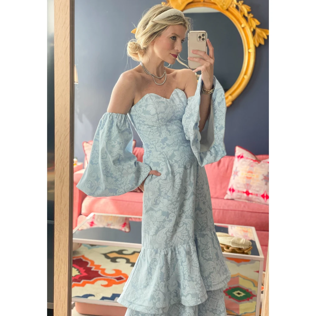 BURU Pink Label BURU X Hunter Blake Sweetheart Bustier - Blue Damask 18 BURU Pink Label BURU X Hunter Blake Sweetheart Bustier - Blue Damask