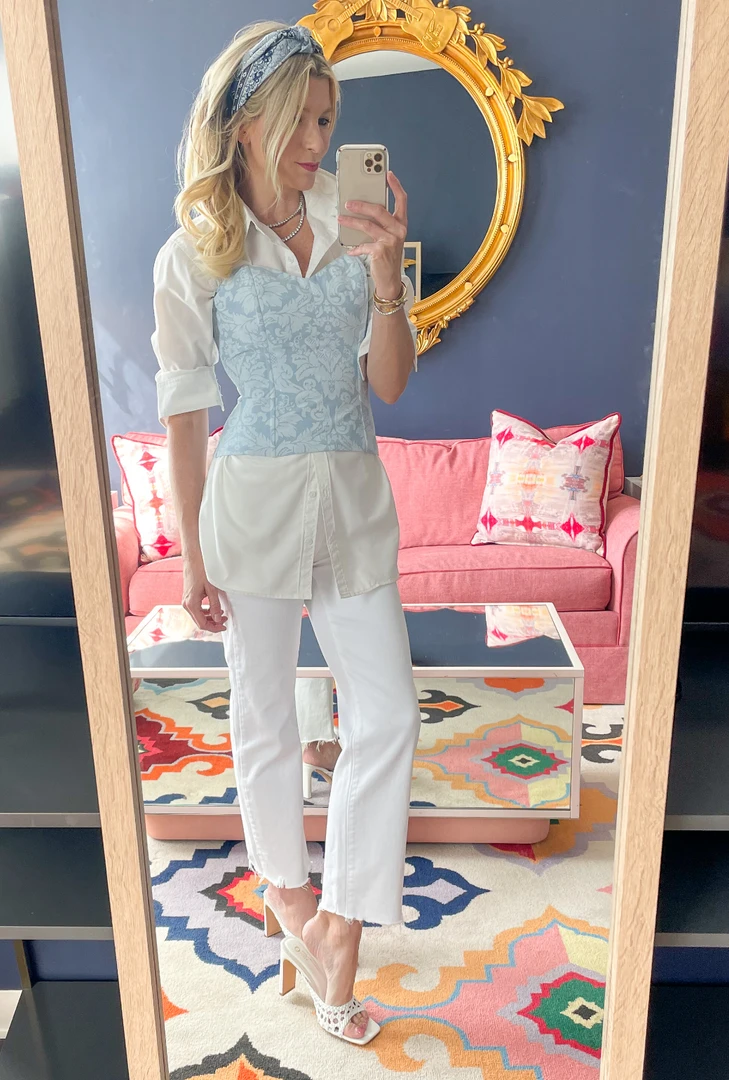 BURU Pink Label BURU X Hunter Blake Sweetheart Bustier - Blue Damask 5 BURU Pink Label BURU X Hunter Blake Sweetheart Bustier - Blue Damask