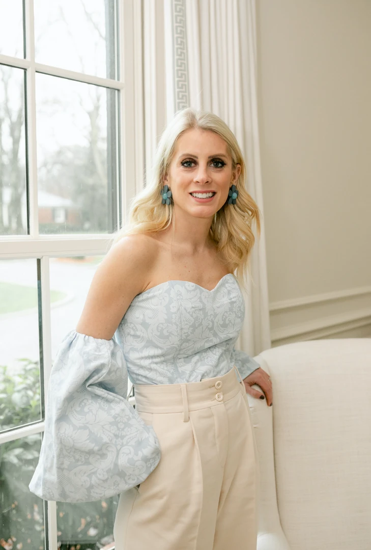 BURU Pink Label BURU X Hunter Blake Statement Sleeves - Blue Damask Clothing 4 BURU Pink Label BURU X Hunter Blake Statement Sleeves - Blue Damask Clothing