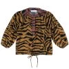 BURU White Label Tops Drawstring Henley Blouse - Animal Print - Final Sale